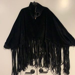 Black women’s fringe cape. Jacket